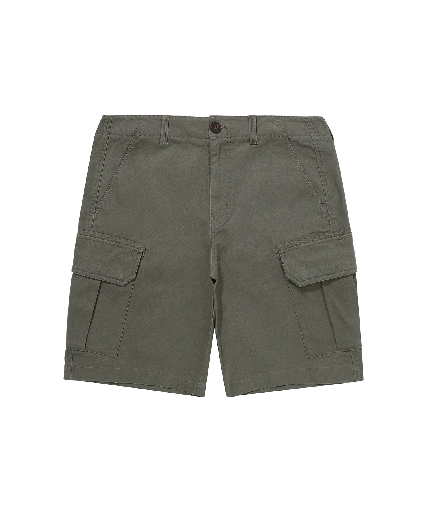Label Cargo Cotton Shorts - Khaki Green