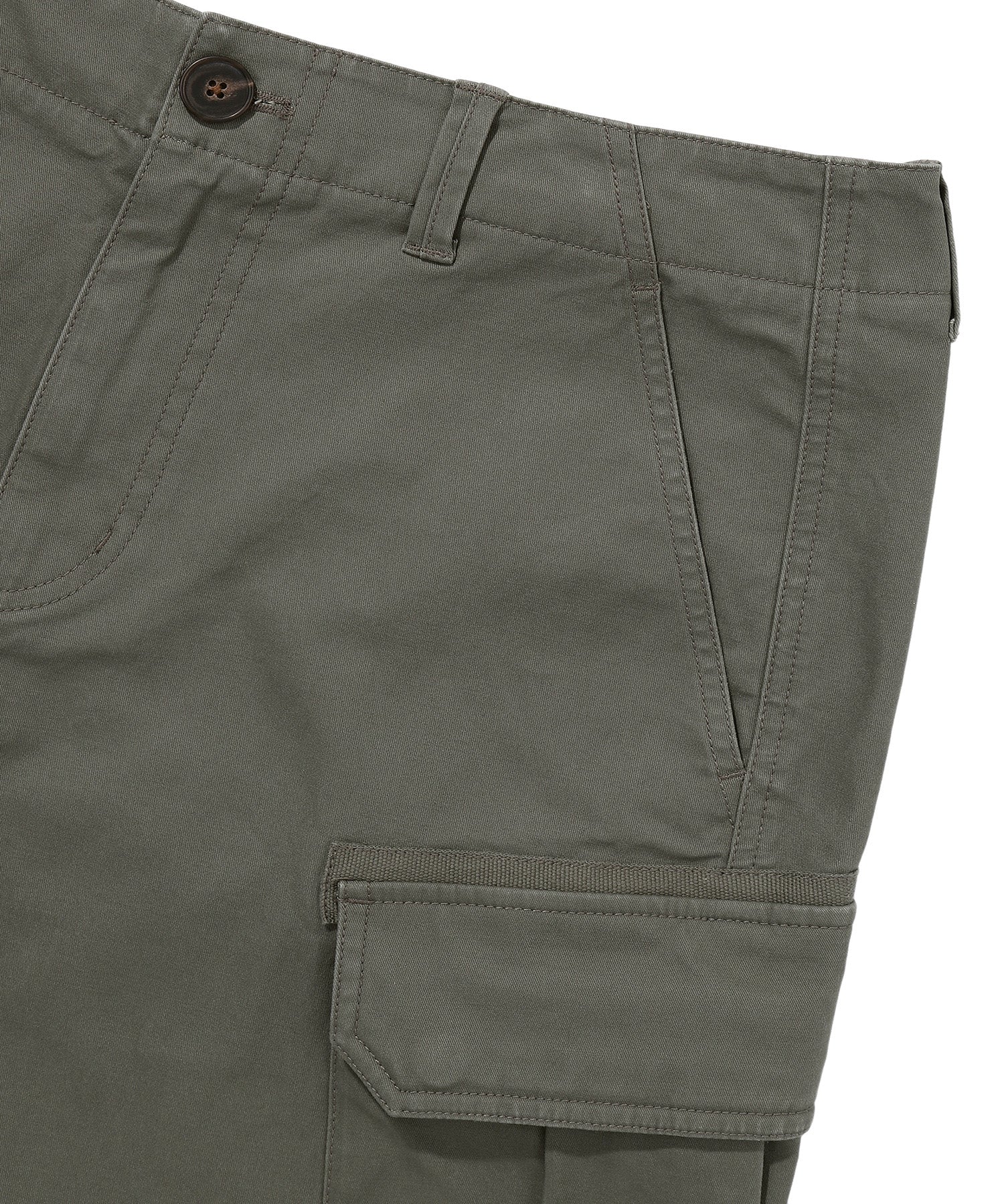 Label Cargo Cotton Shorts - Khaki Green