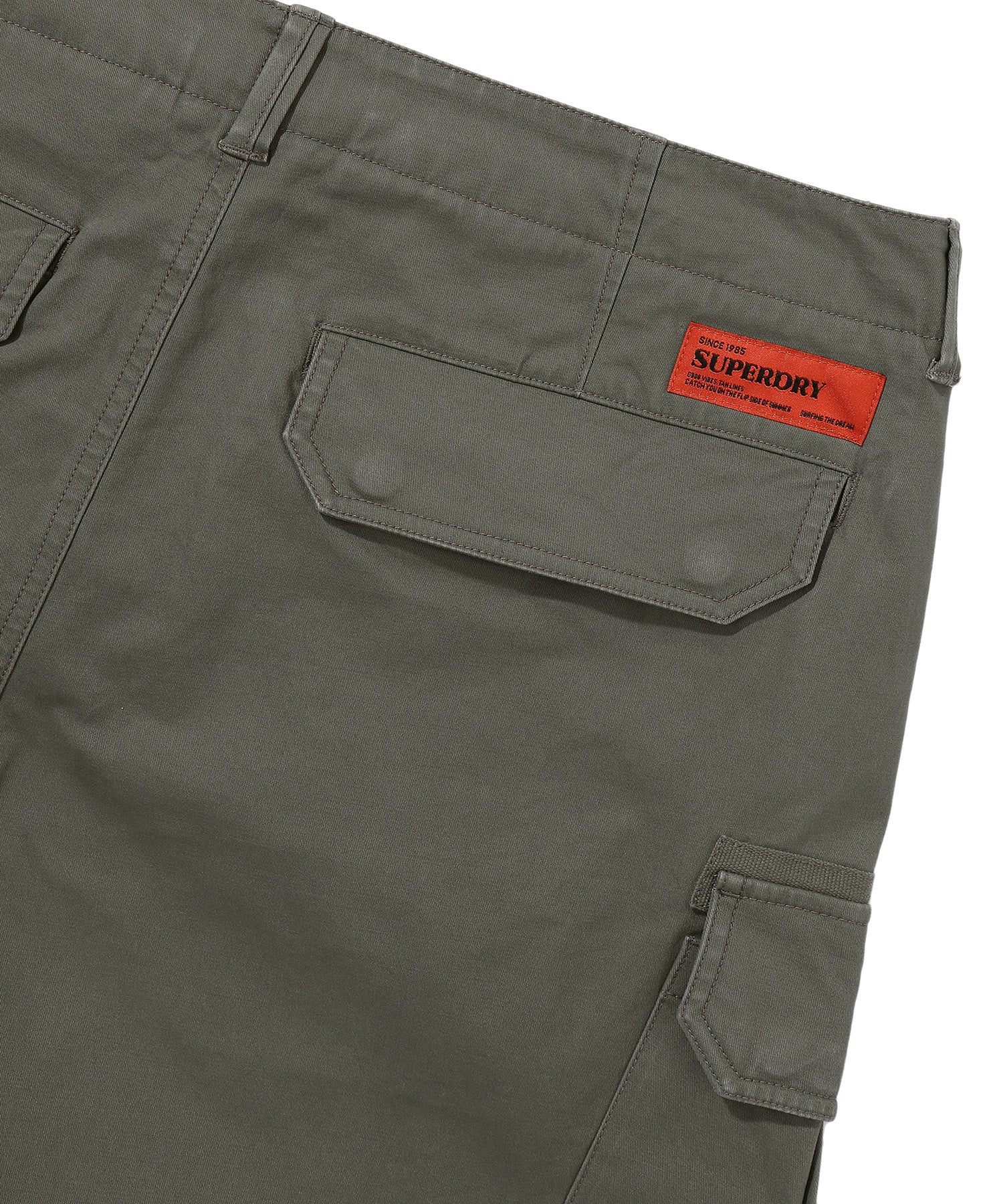 Label Cargo Cotton Shorts - Khaki Green