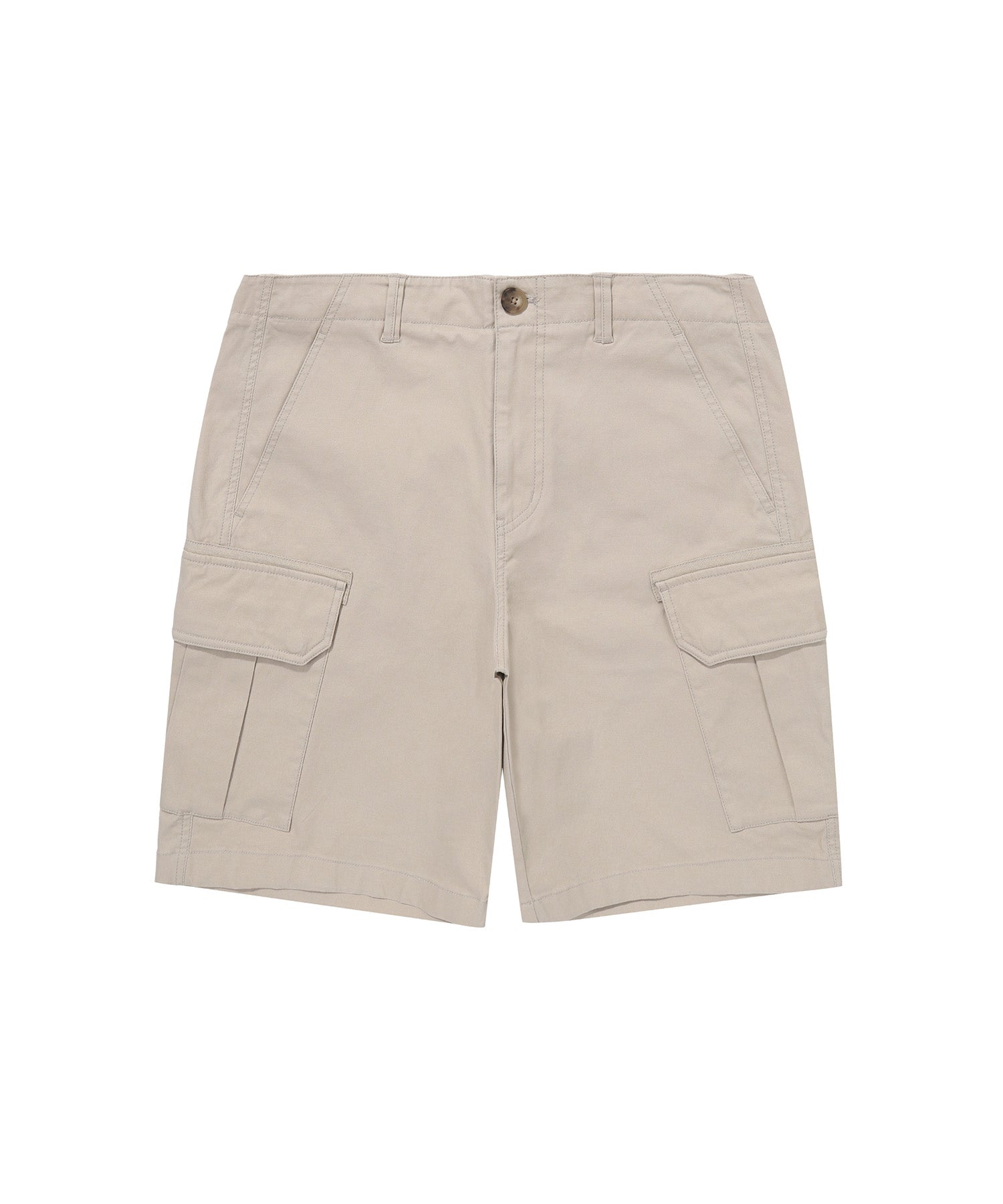 Label Cargo Cotton Shorts - L/Beige