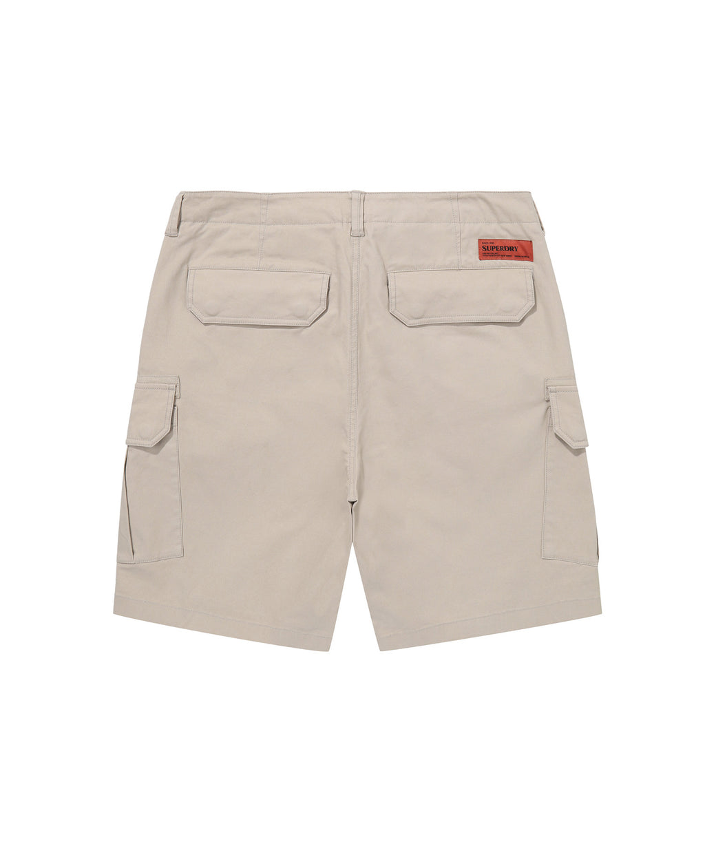Label Cargo Cotton Shorts - L/Beige