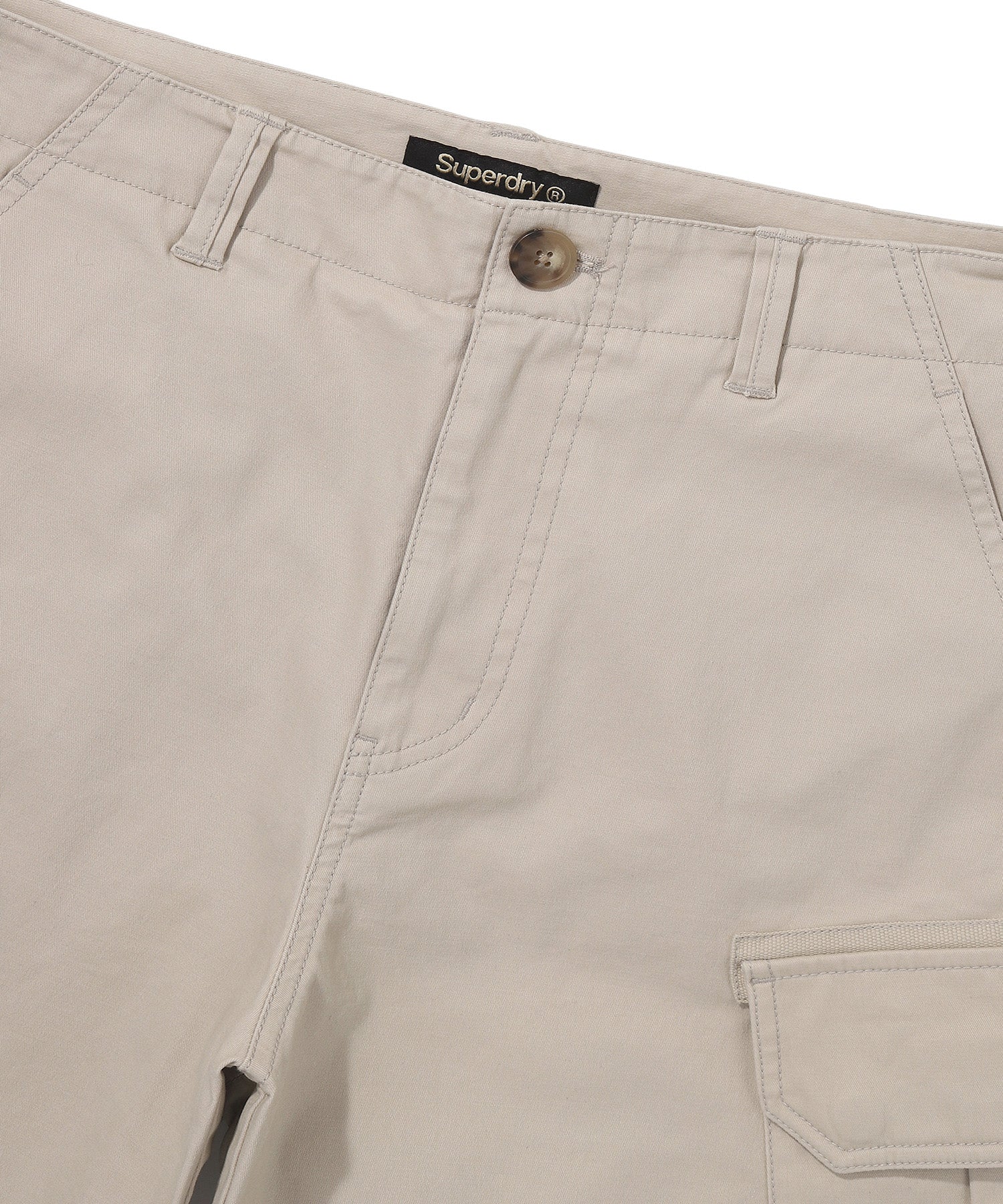 Label Cargo Cotton Shorts - L/Beige
