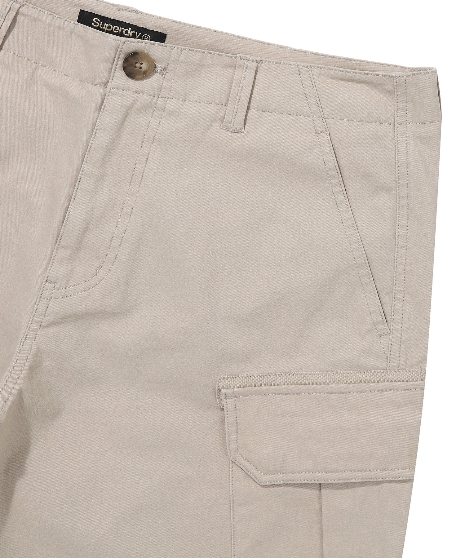 Label Cargo Cotton Shorts - L/Beige