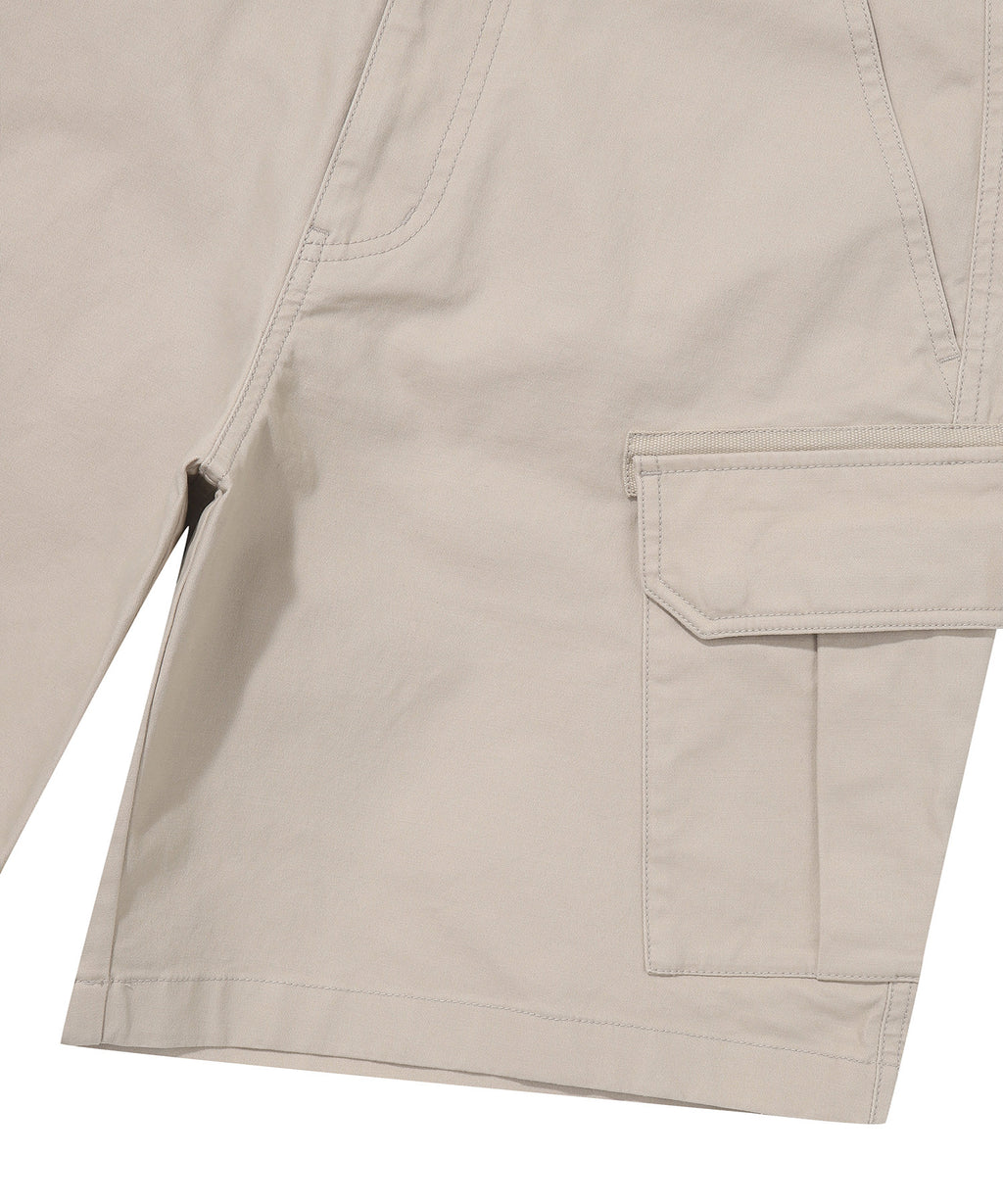 Label Cargo Cotton Shorts - L/Beige