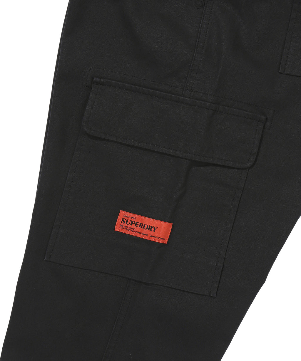 Label Slim Cargo Pants - Black