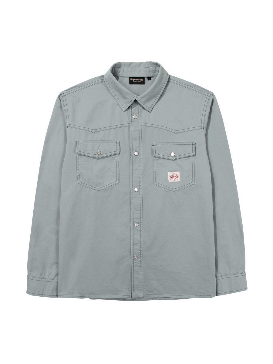 Color Stitch Western Shirt - L/Blue