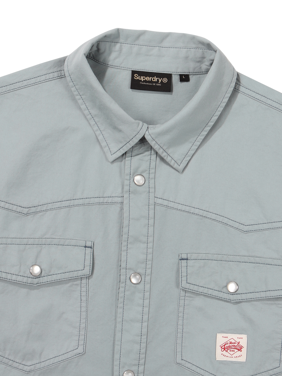 Color Stitch Western Shirt - L/Blue