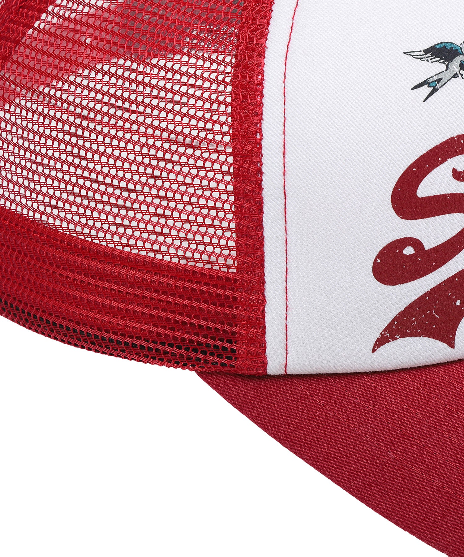 Snake Mesh Trucker Ball Cap - Red