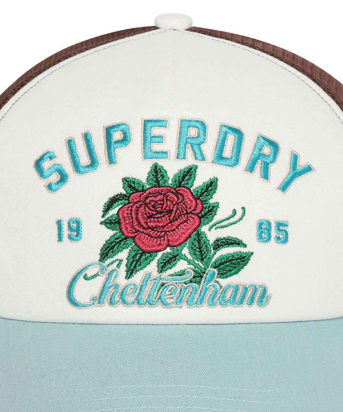 Flower Mesh Trucker Ball Cap - Blue