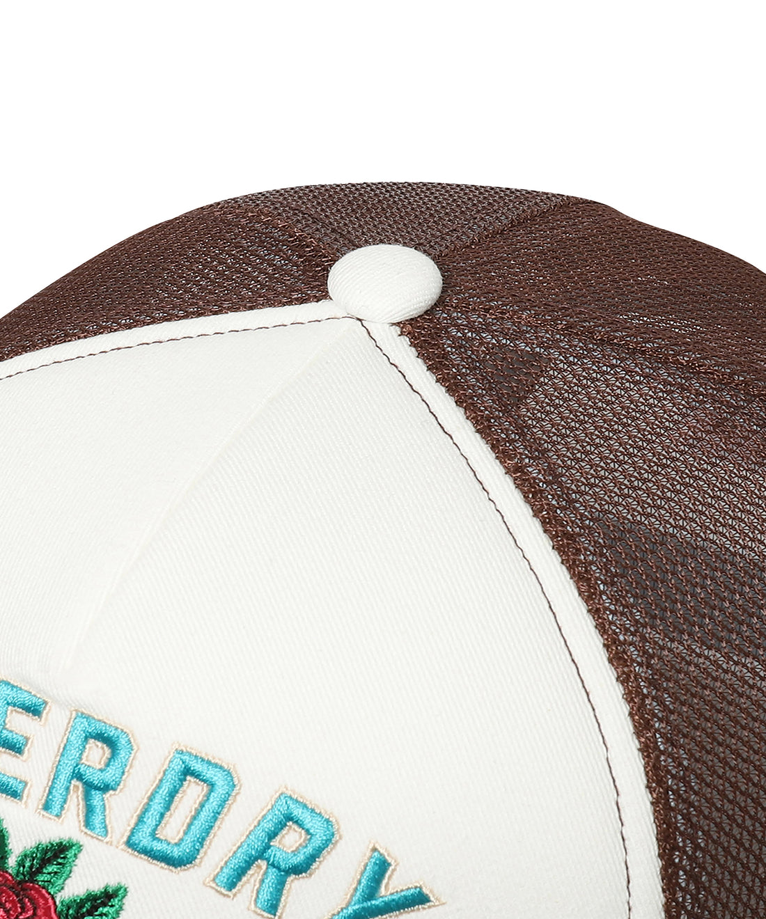 Flower Mesh Trucker Ball Cap - Blue