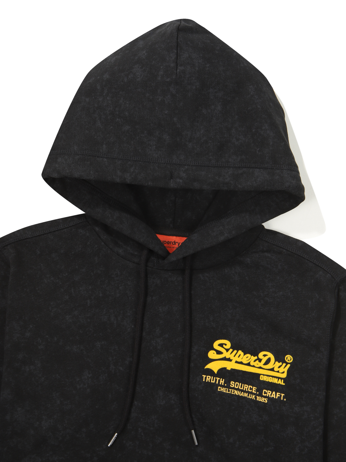 Regular Fit Vintage Small Logo Hoodie - Black