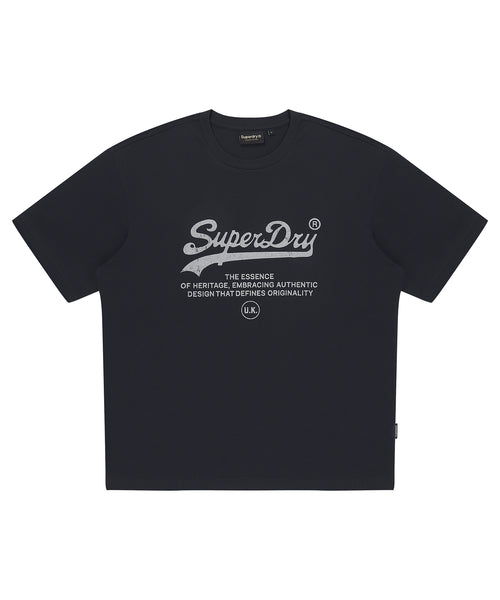 Essential T-Shirt with Cracked logo print on the front - Dark Navy