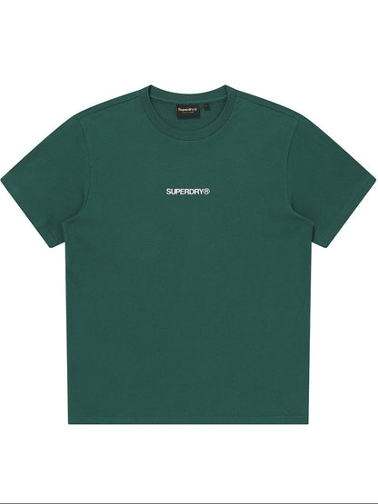 Green t-shirt with Superdry logo on a white background