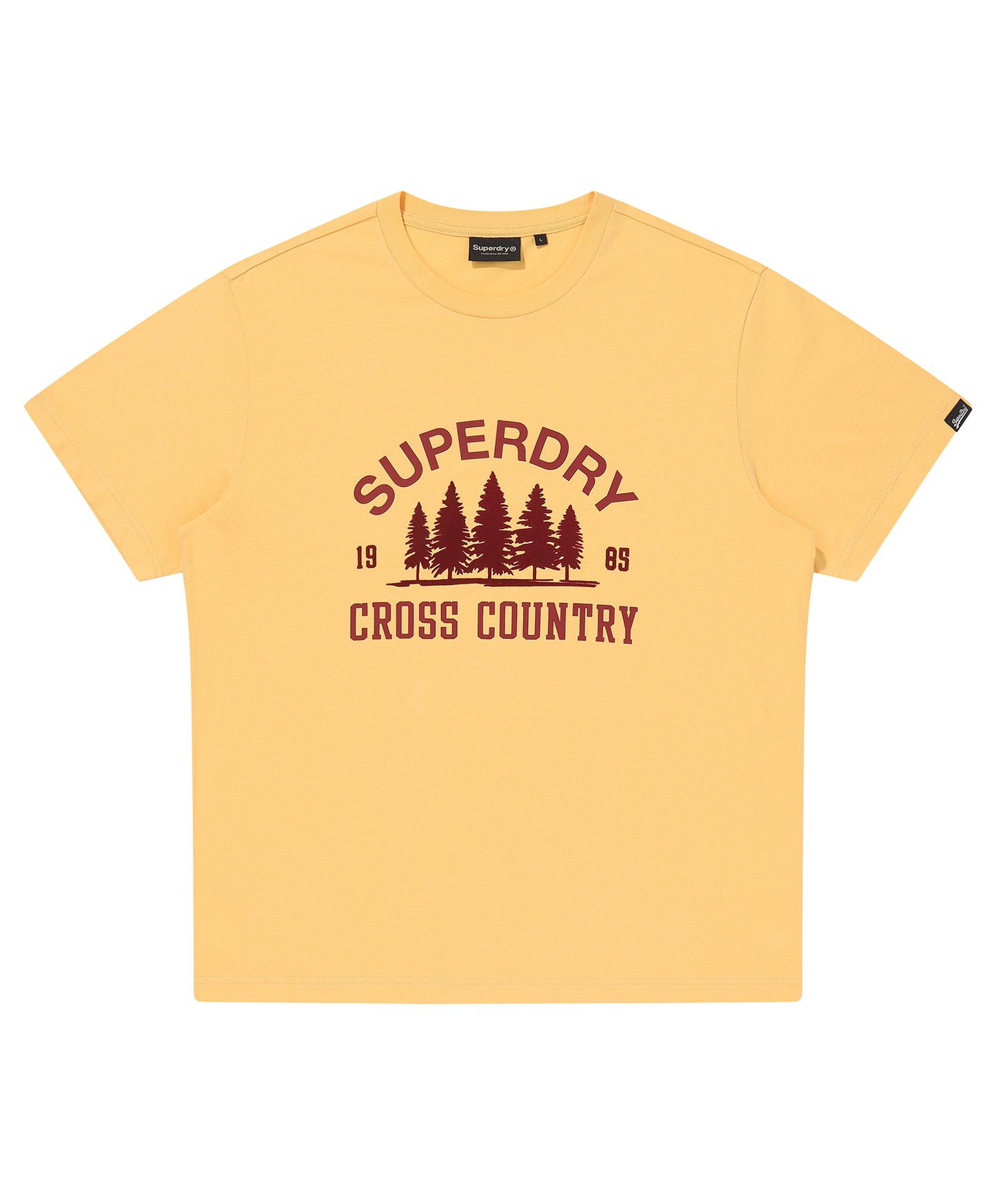 Yellow t-shirt with Superdry logo and Cross Country text 