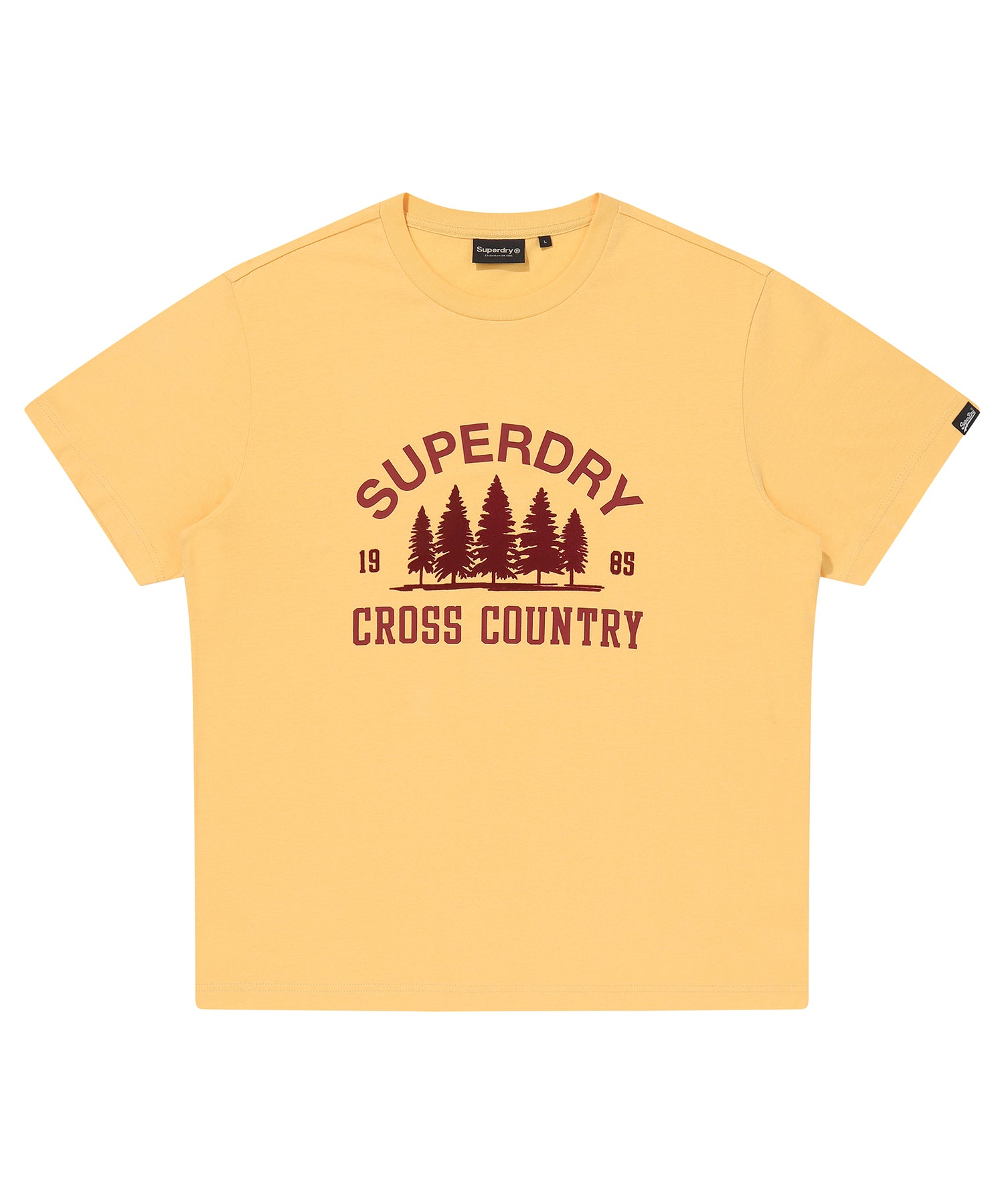 Yellow t-shirt with Superdry logo and 'Cross Country' text 