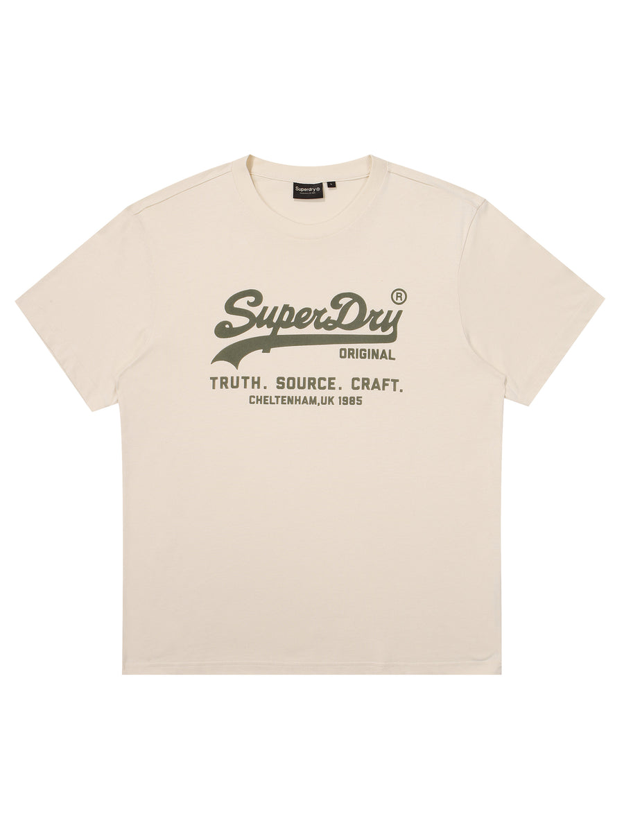 Regular Fit Vintage Big Logo Half T-Shirts - Ivory