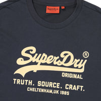 Regular Fit Vintage Big Logo Half T-Shirts - Navy