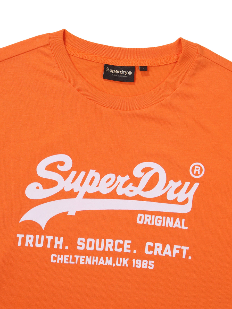 Regular Fit Vintage Big Logo Half T-Shirts - Orange