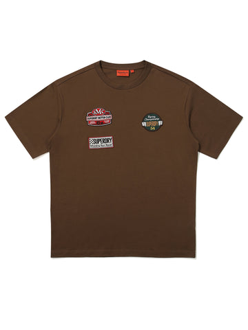 Semi-Over Fit Racer Half T-Shirts - Brown