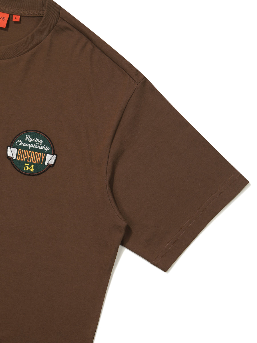 Semi-Over Fit Racer Half T-Shirts - Brown