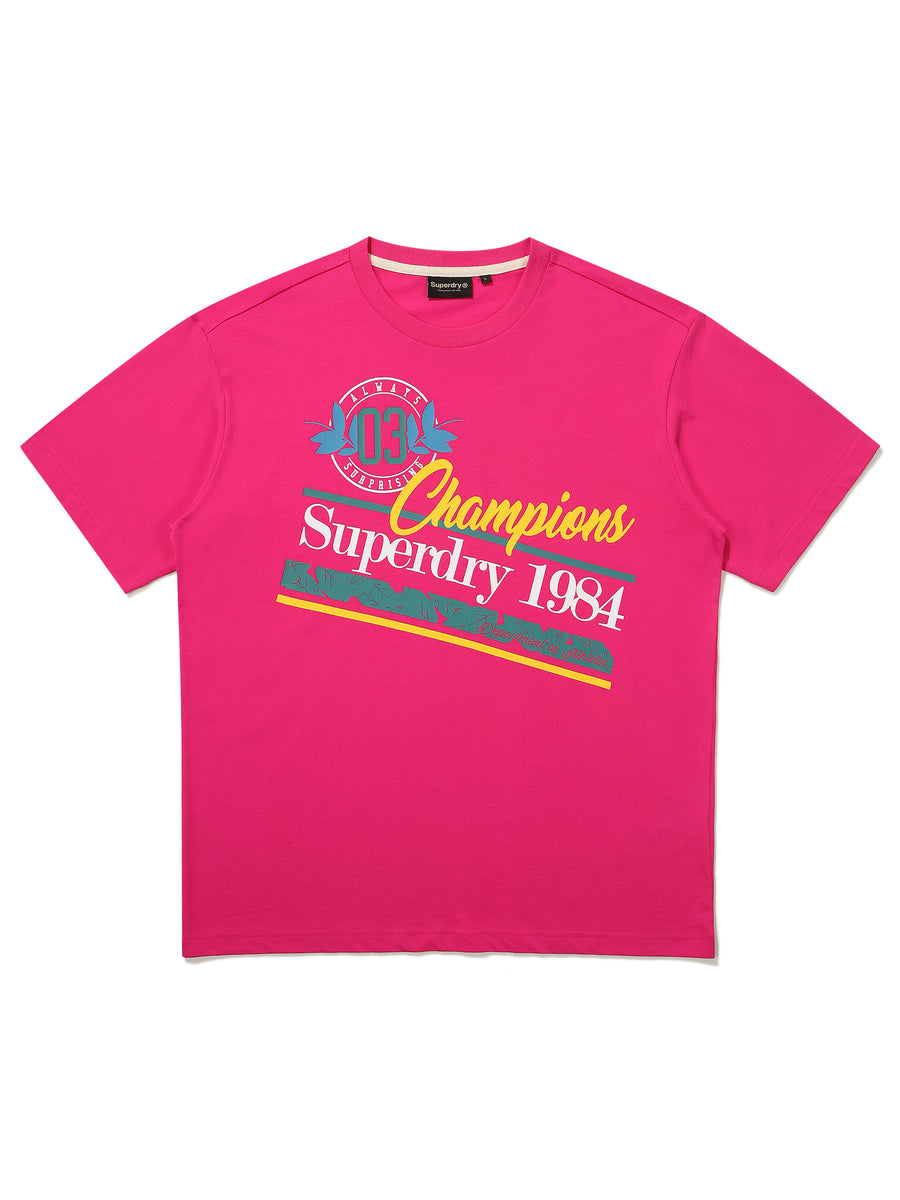 Semi-Over Fit Campions Half T-Shirt - Pink