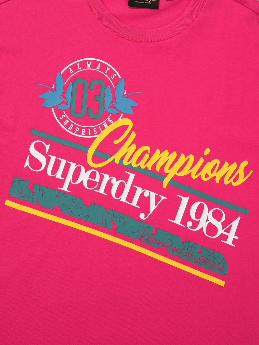 Semi-Over Fit Campions Half T-Shirt - Pink