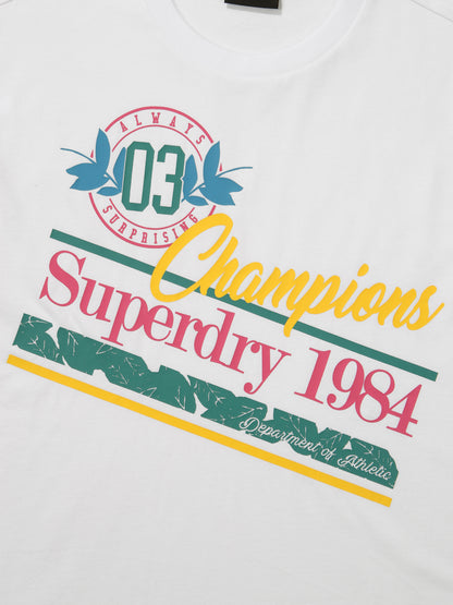 Semi-Over Fit Champions Half T-Shirts - White