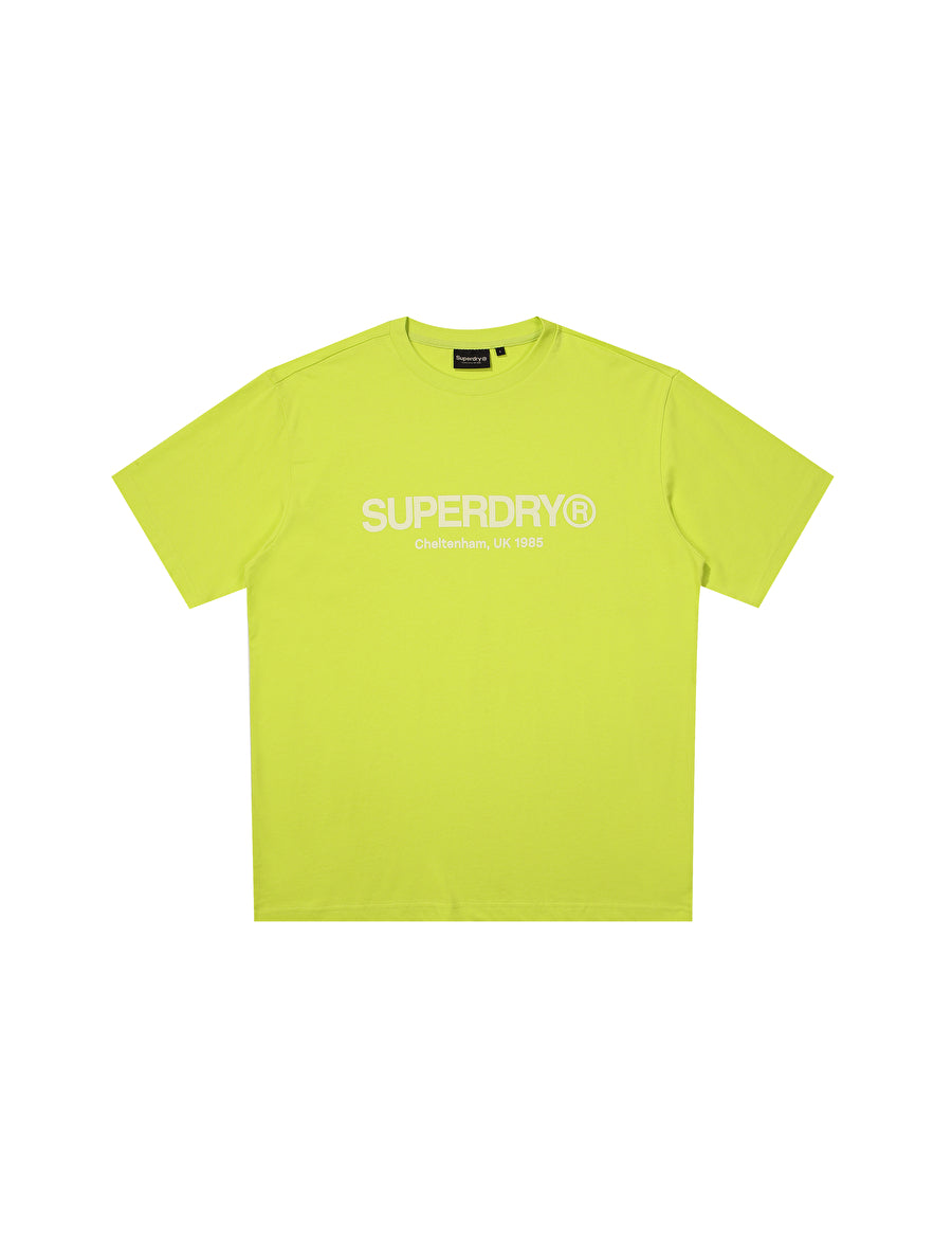 Yellow t-shirt with Superdry logo on a white background