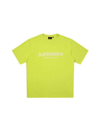 Yellow t-shirt with Superdry logo on a white background