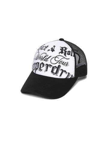 Heritage Mesh Printed Trucker Ball Cap - Black