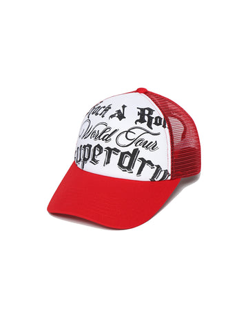 Heritage Mesh Printed Trucker Ball Cap - Red