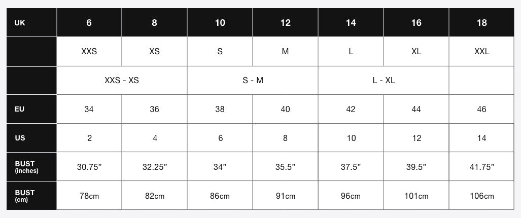 Women's Tops Size Guide