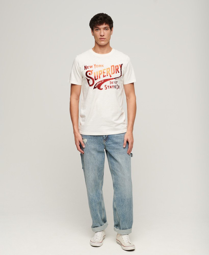 Metallic Workwear Graphic T-Shirt - Whinter White Slub