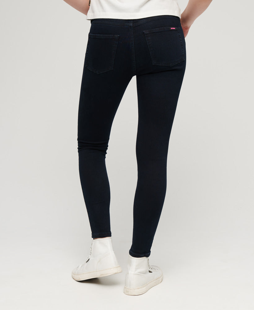 Organic Cotton Vintage Mid Rise Skinny Jeans - Viper Blue Black