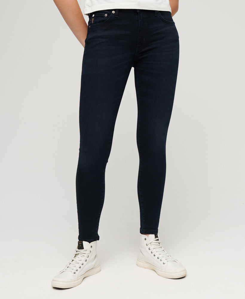 Organic Cotton Vintage Mid Rise Skinny Jeans - Viper Blue Black