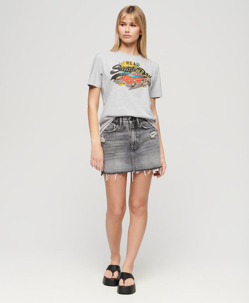 La Vl Graphic Relaxed Tee - Flake Grey Marl