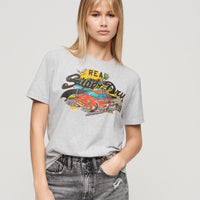 La Vl Graphic Relaxed Tee - Flake Grey Marl