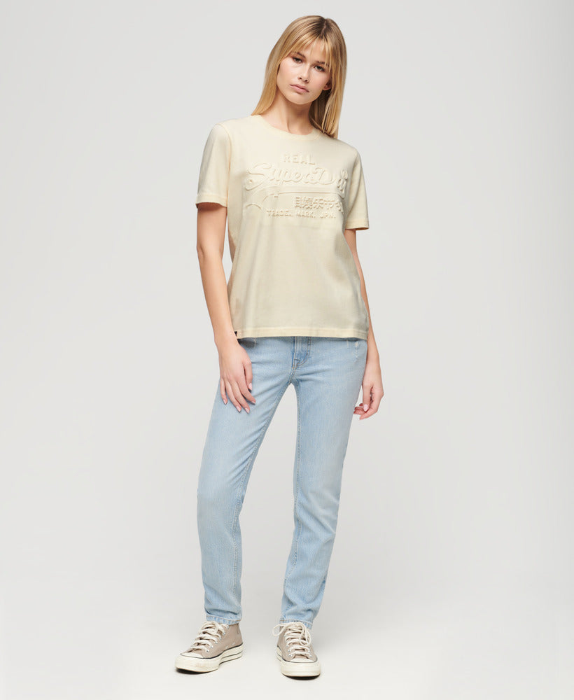 Embossed Relaxed T-Shirt - Rice White