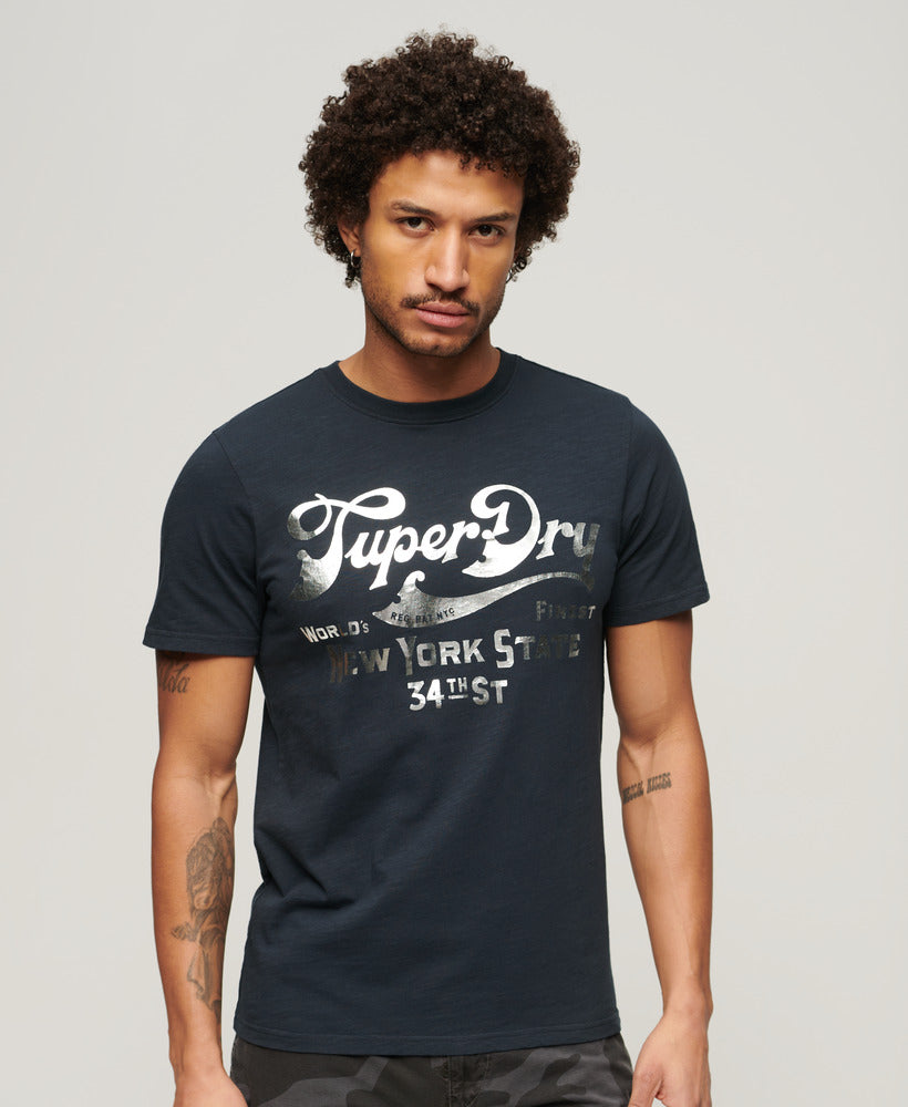 Metallic Workwear Graphic T-Shirt - Eclipse Navy Slub