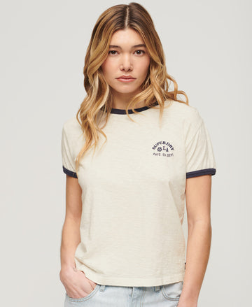 Beach Graphic Fitted Ringer T-Shirt - Off White