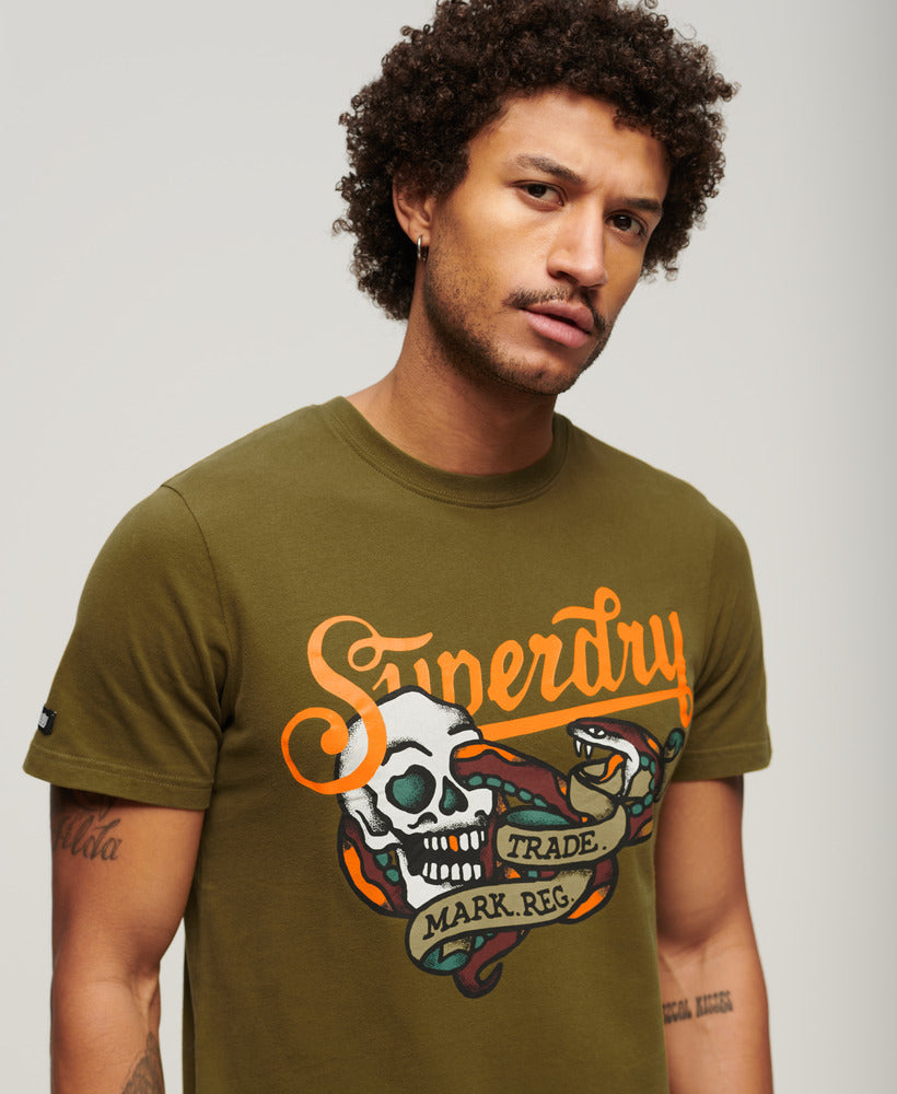 Tattoo Script T-Shirt - Fir Green