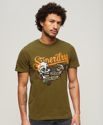 Tattoo Script T-Shirt - Fir Green