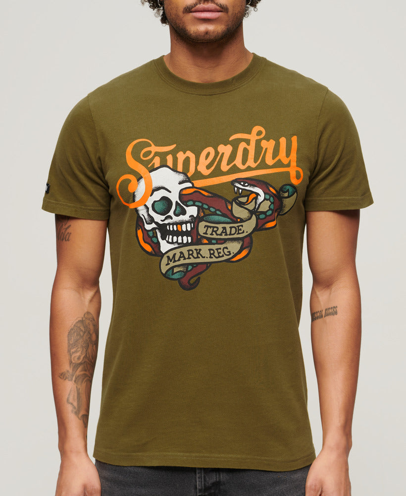 Tattoo Script T-Shirt - Fir Green