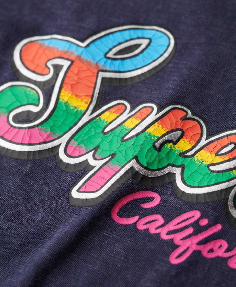 Cali Sticker Fitted T-Shirt - Rich Navy Slub