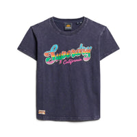 Cali Sticker Fitted T-Shirt - Rich Navy Slub