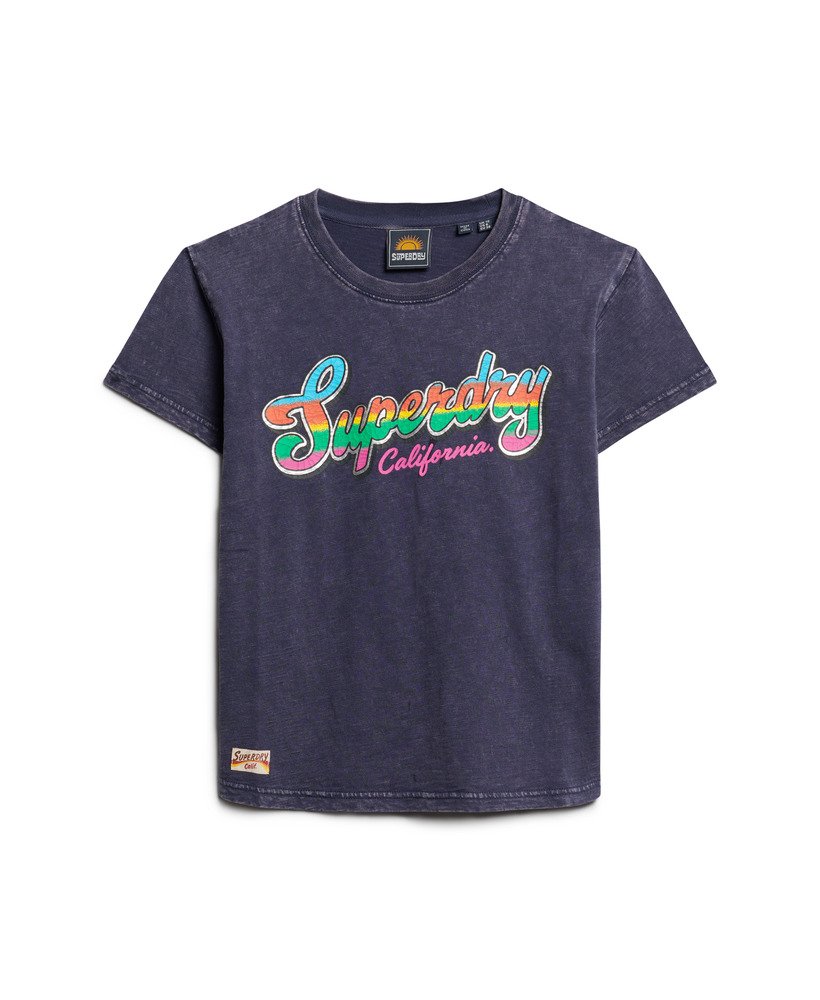 Cali Sticker Fitted T-Shirt - Rich Navy Slub