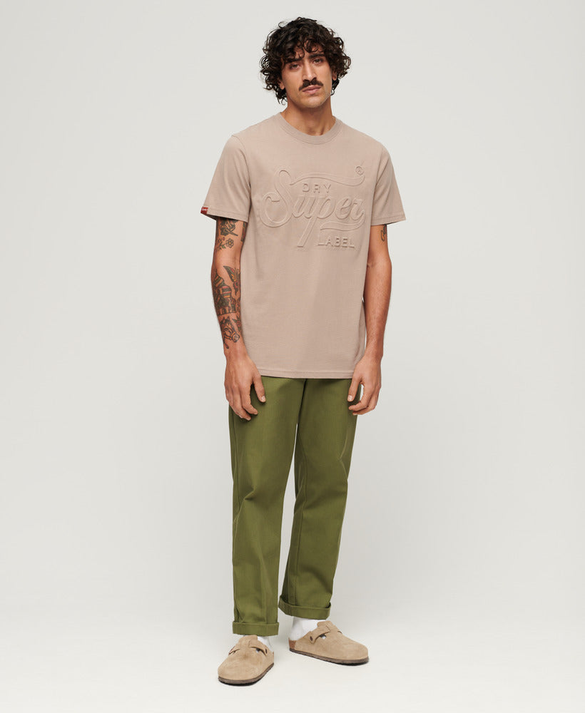 Embossed Archive Graphic T-Shirt - Deep Beige