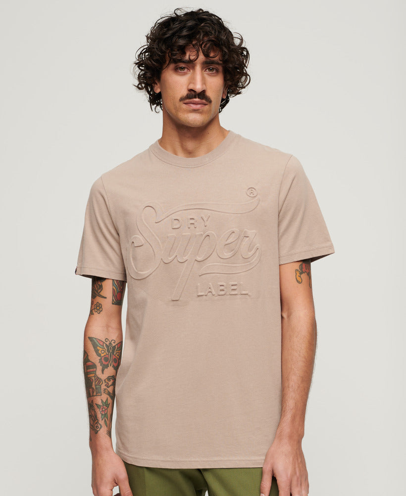 Embossed Archive Graphic T-Shirt - Deep Beige