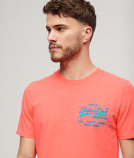 Neon Vintage Logo T-Shirt - Neon Red