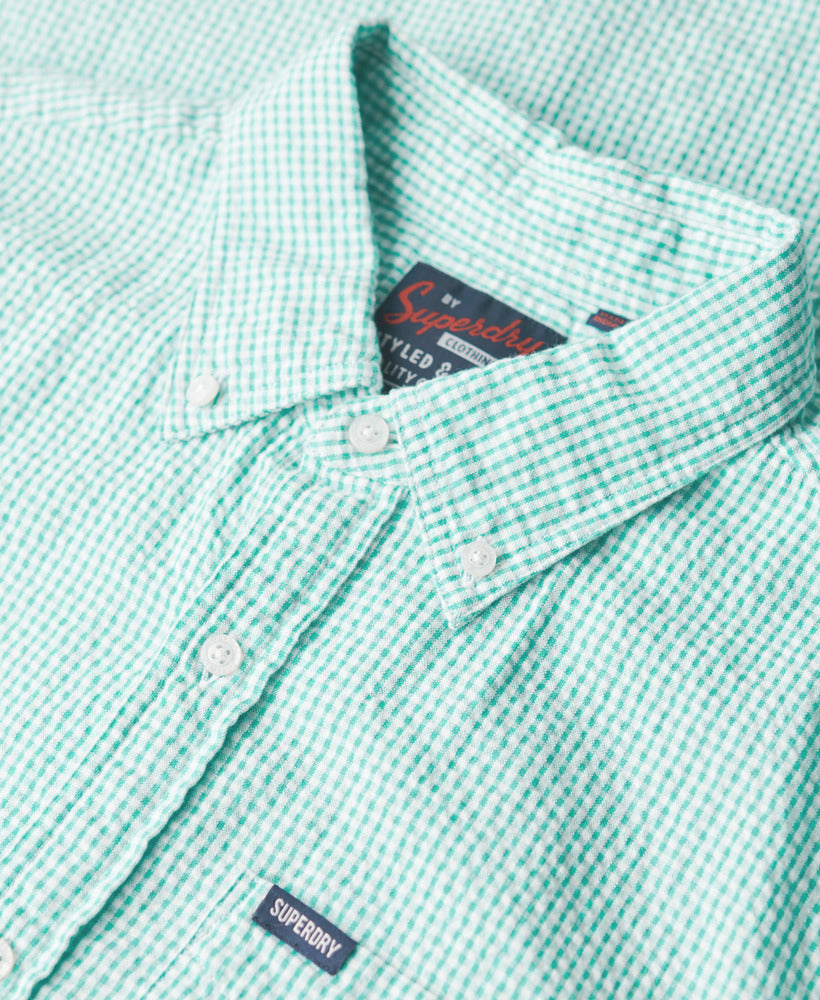Seersucker Short Sleeve Shirt - Mint Gingham